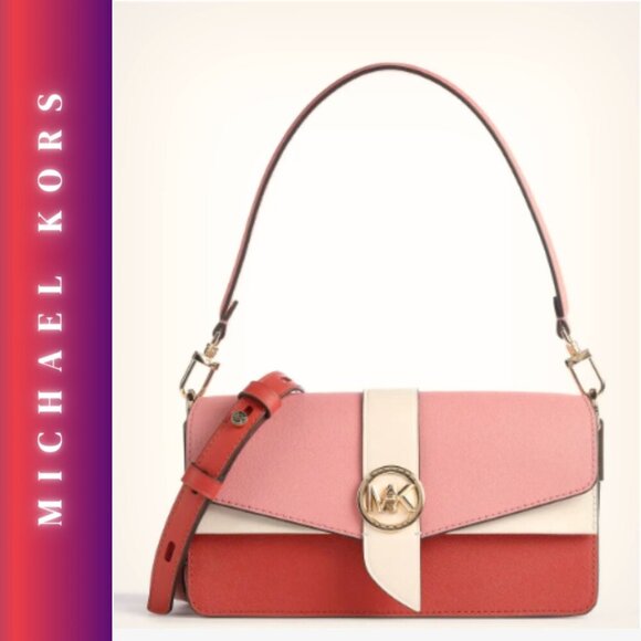 NWT Small Greenwich Michael Kors gold cinnamon pink hot pink crossbody - Picture 1 of 10